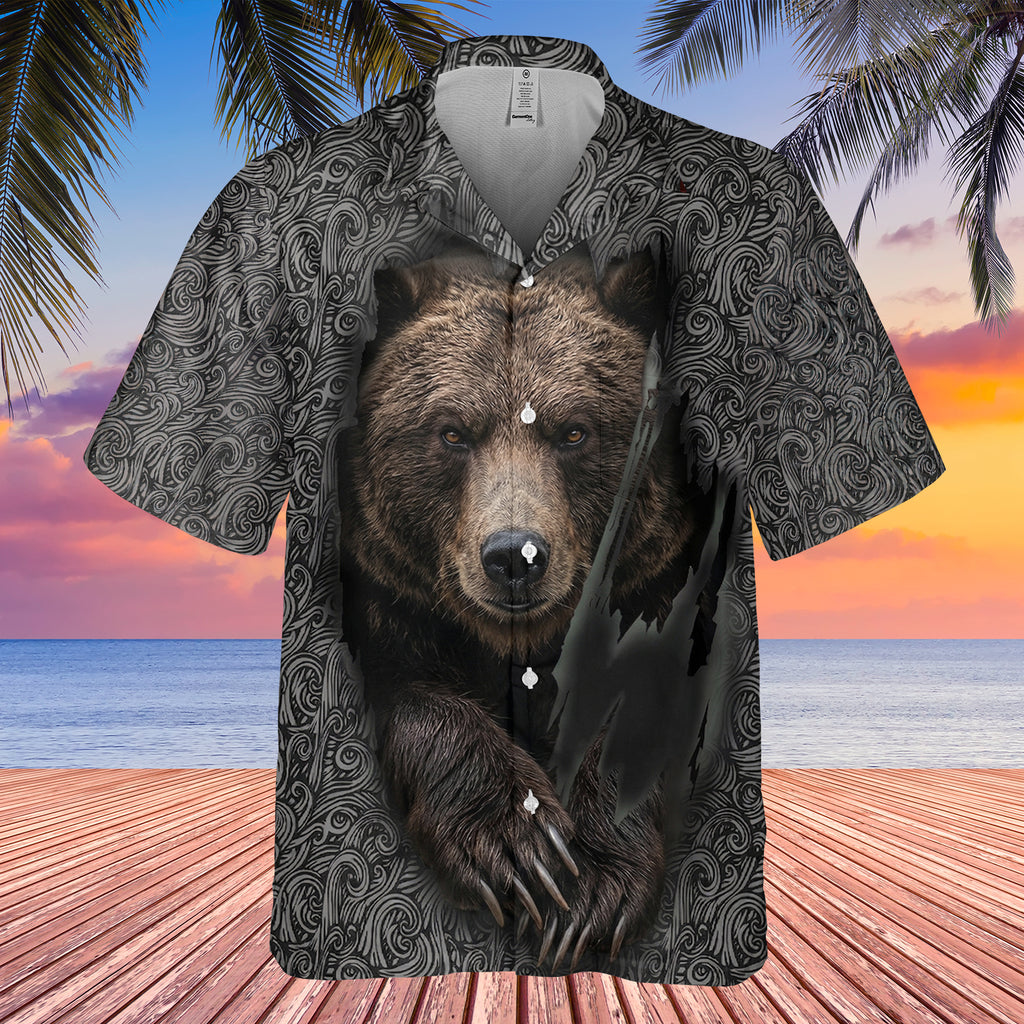 DS260408M08 Bear Native American Hawaiian Shirt 3D