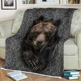 DS260408M08 Bear Scratch Native American Fleece Blanket
