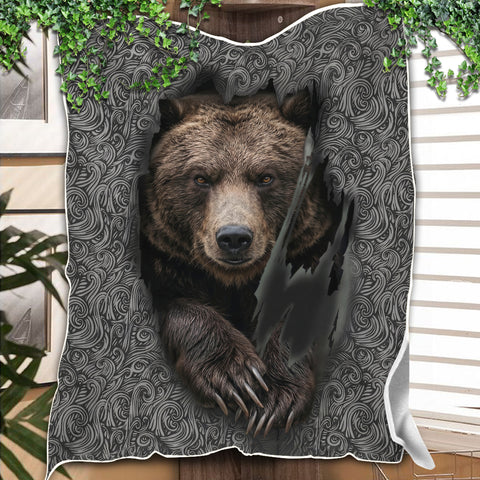 DS260408M08 Bear Scratch Native American Fleece Blanket