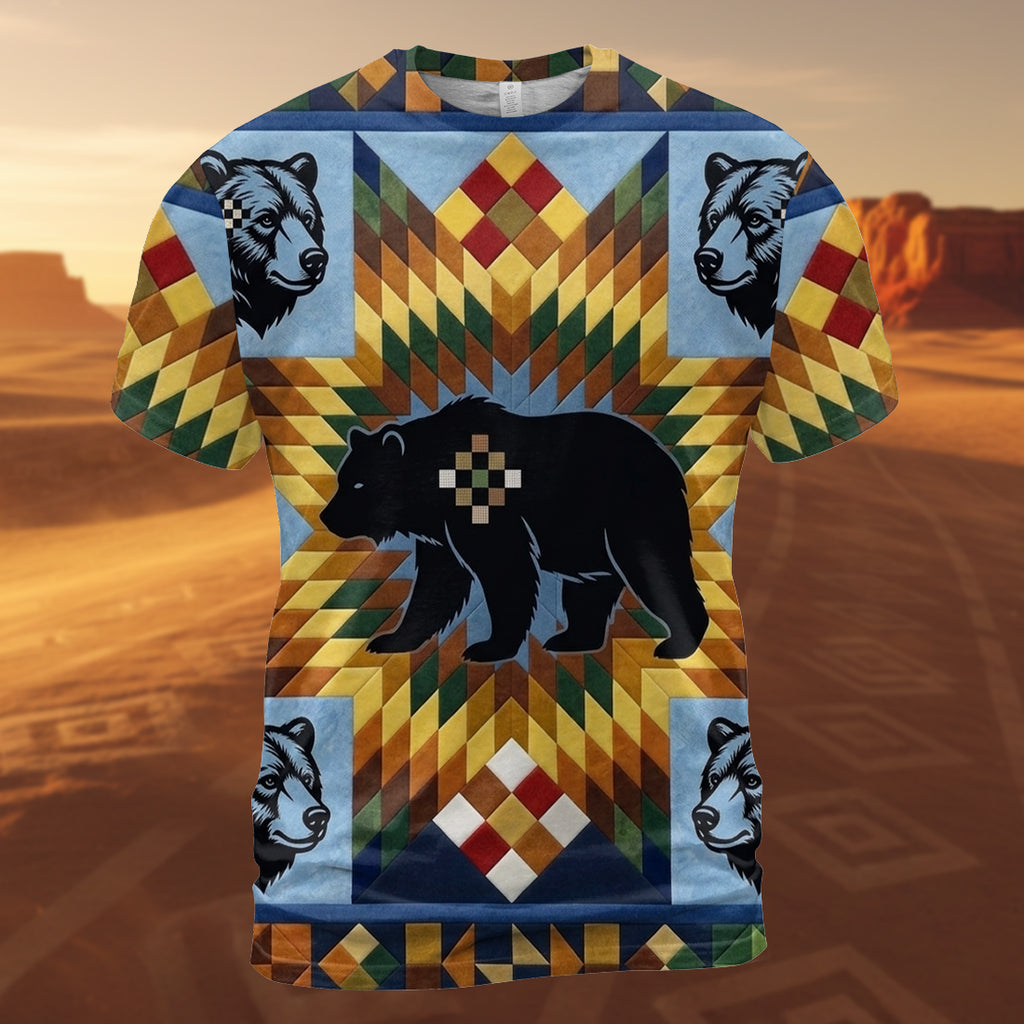 DS260409M02 Bear Native American 3D T-shirt