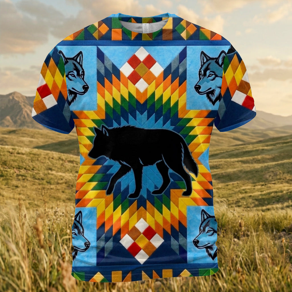 DS260409M03 Wolf Native American 3D T-shirt