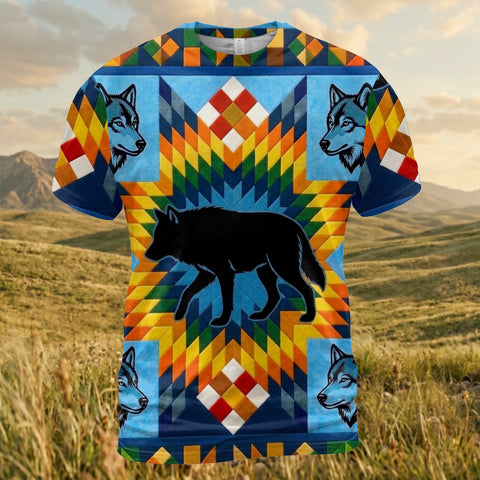 DS260409M03 Wolf Native American 3D T-shirt