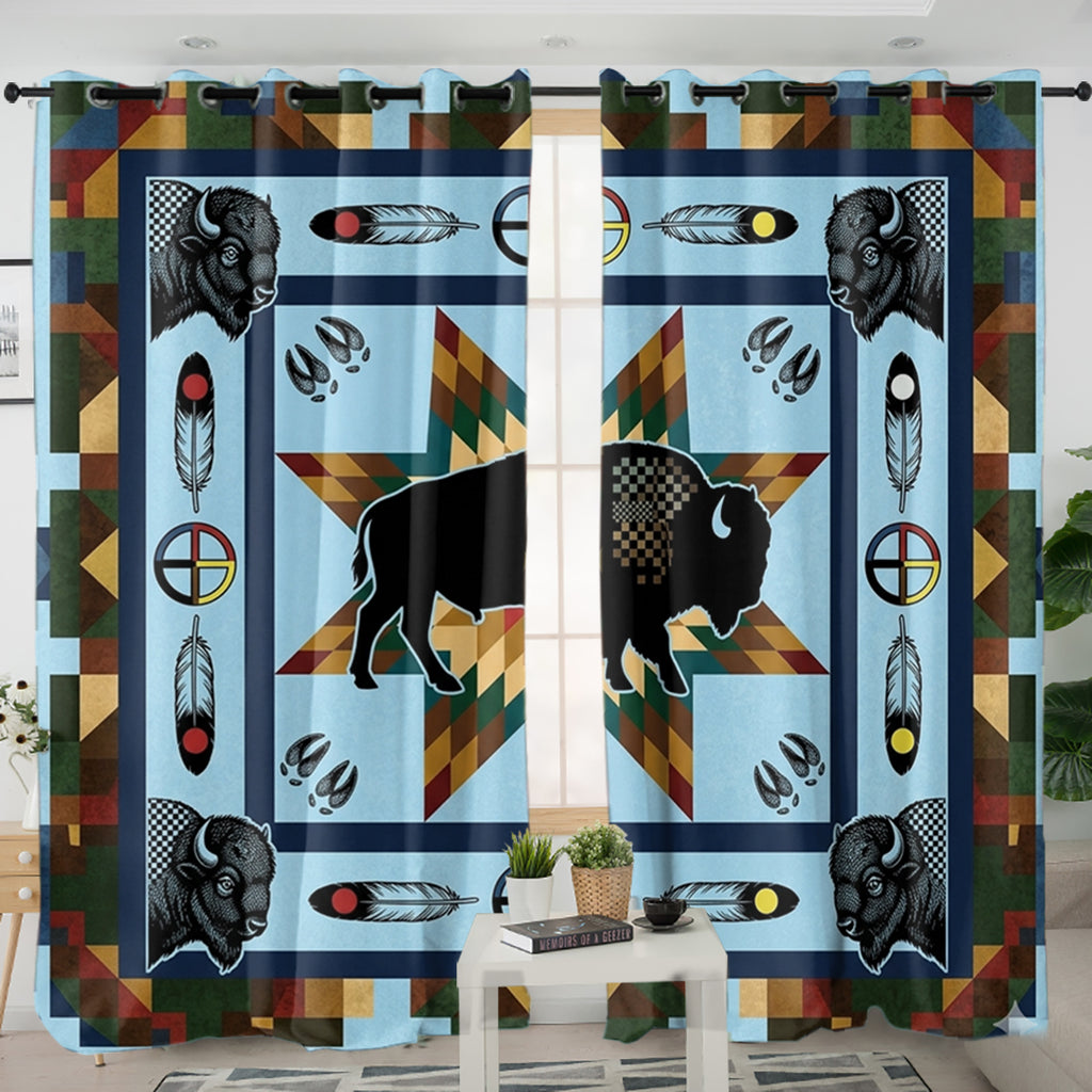 DS260409M05 Bison Native American Living Room Curtain