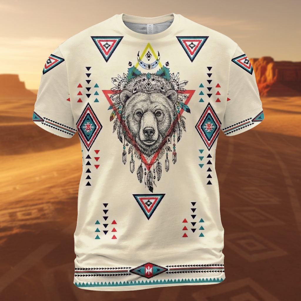 DS260409M08 Bear Native American 3D T-shirt
