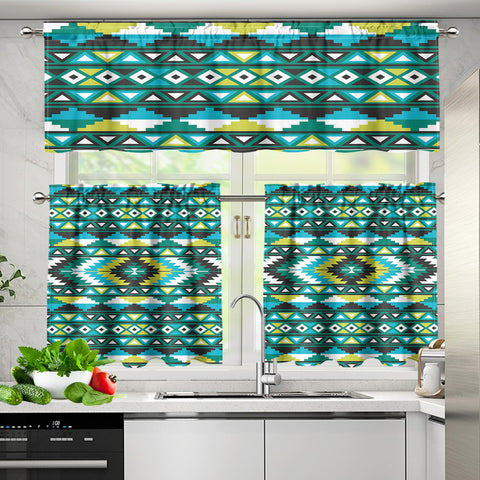 DS260420M02 Native American Curtain Valance and Kitchen Tiers Set