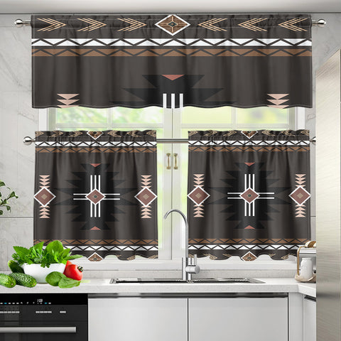 DS260420M03 Native American Curtain Valance and Kitchen Tiers Set