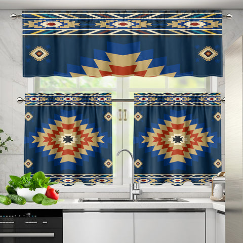 DS260420M04 Native American Curtain Valance and Kitchen Tiers Set
