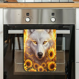 DS260425M02v2 Wolf Fire Native American Kitchen Dish Towel Set of 2