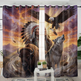 DS260429M02 Chief and Animals Native American Living Room Curtain