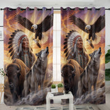 DS260429M02 Chief and Animals Native American Living Room Curtain