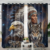 DS260429M03 Chief and Animals Native American Living Room Curtain