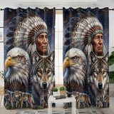 DS260429M03 Chief and Animals Native American Living Room Curtain