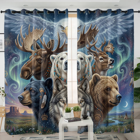 DS260429M05 Animals Native American Living Room Curtain