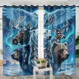 DS260429M06 Animals with Snow Native American Living Room Curtain