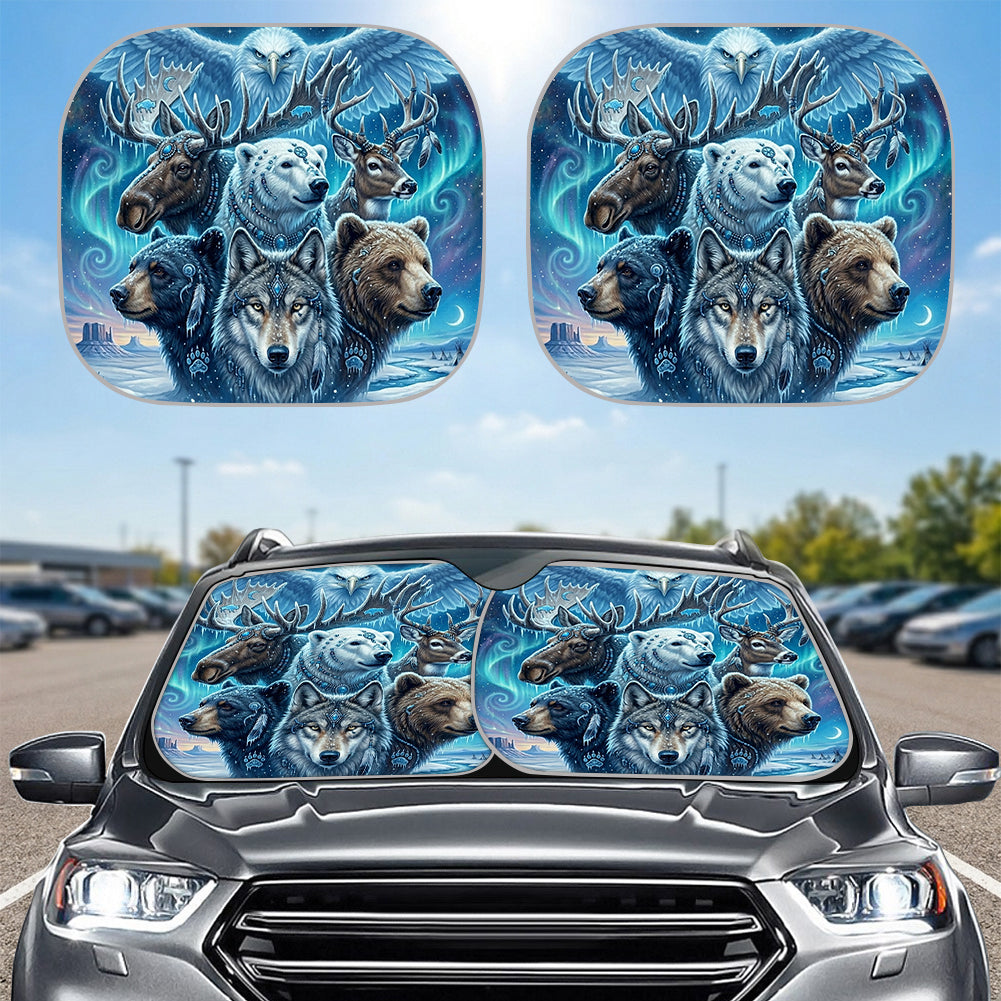 DS260429M06 Snow and Animals Native American Auto Sun Shades 2pcs
