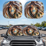 DS260429M07 Horse Native American Auto Sun Shades 2pcs