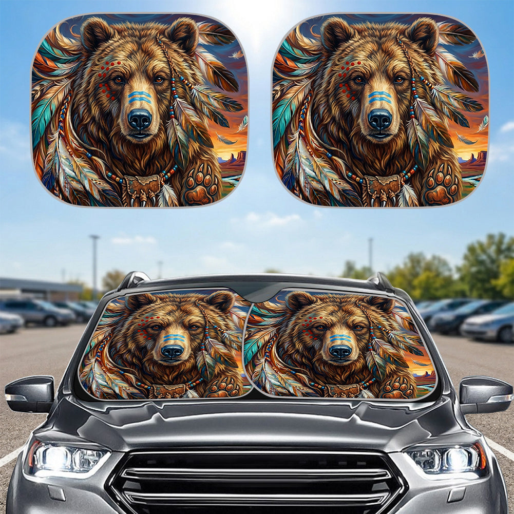 DS260429M09 Bear Native American Auto Sun Shades 2pcs