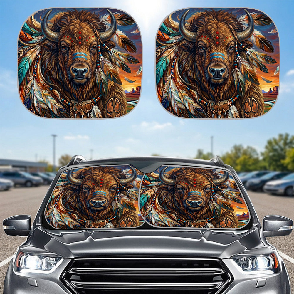 DS260429M10 Bison Native American Auto Sun Shades 2pcs