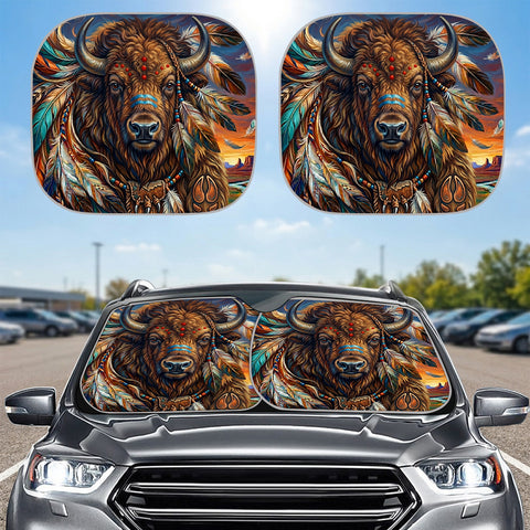 DS260429M10 Bison Native American Auto Sun Shades 2pcs