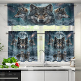 DS260505M01 Wolves Moon Native American Curtain Valance and Kitchen Tiers Set
