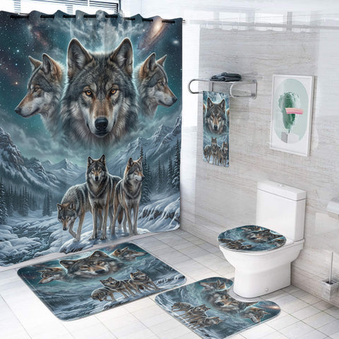 DS260505M01 Wolves Native American Bathroom set