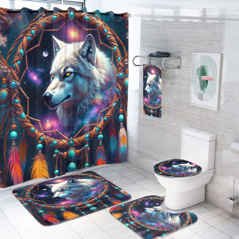 DS260505M02 Wolf Dreamcatcher Native American Bathroom set