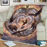 DS260506M03 Chief and Animals Native American Fleece Blanket