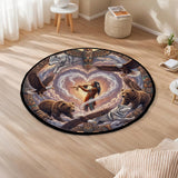 Chief and Animals Native American Round Quilt Rug DS260506M03