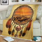 DS260506M06 Dreamcatcher Bison Native American Fleece Blanket
