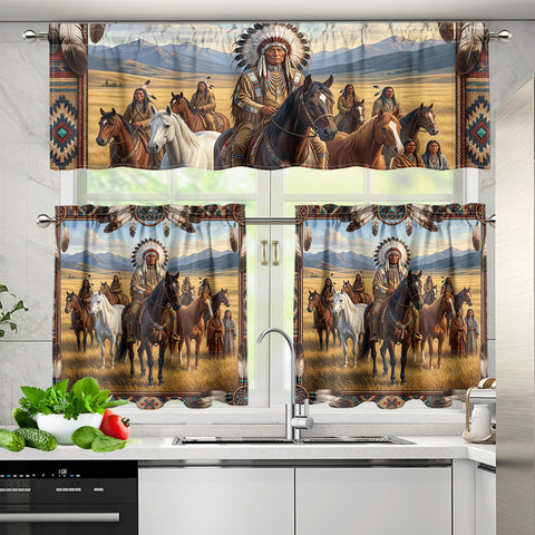 DS260508M01 Chiefs Native American Curtain Valance and Kitchen Tiers Set