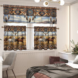 DS260508M02 Running Horses Native American Curtain Valance and Kitchen Tiers Set