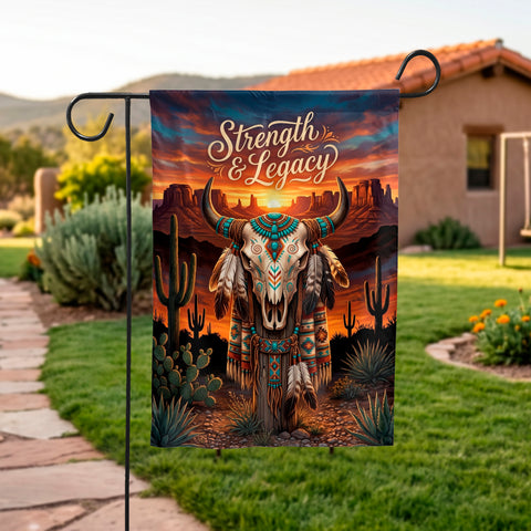 DS260518M06 Bison Strength Legacy Native American Garden Flag