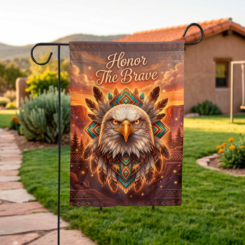 DS260518M09 Eagle Honor The Brave Native American Garden Flag