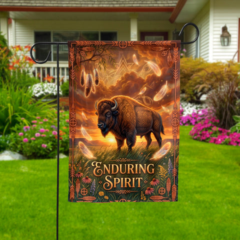 DS260518M12 Bison Enduring Spirit Native American Garden Flag