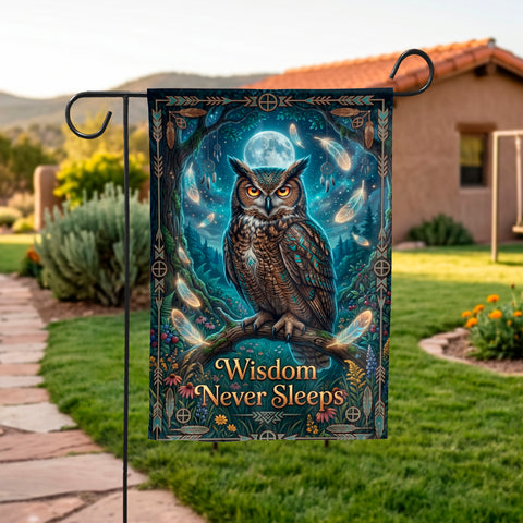DS260518M14 Owl Native American Garden Flag