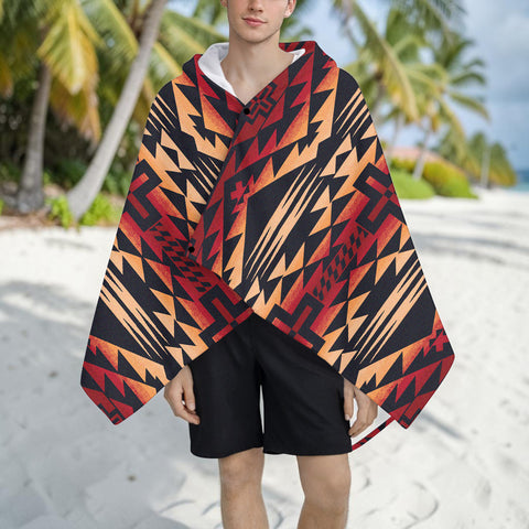 DS260519M01 Pattern Native American Hooded Towel Poncho