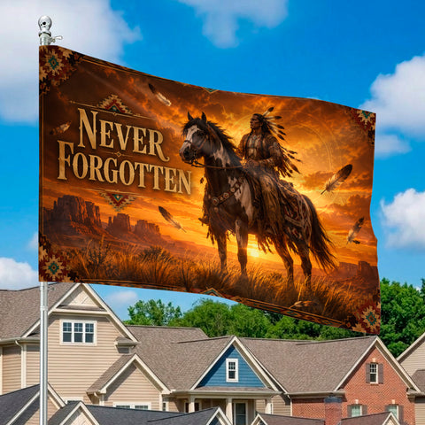 DS260521M05 Never Forgotten Chief Native American House Flag