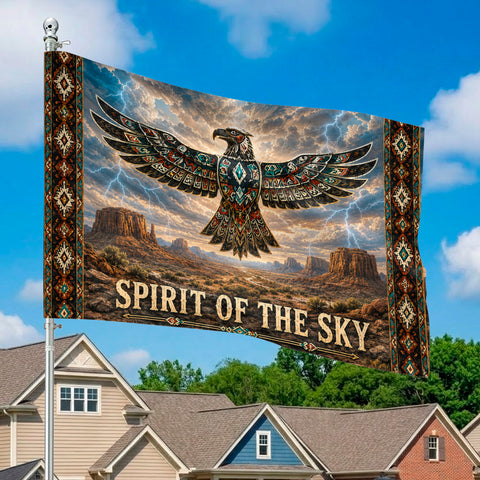 DS260521M08 Thunderbird Spirit Sky Native American House Flag