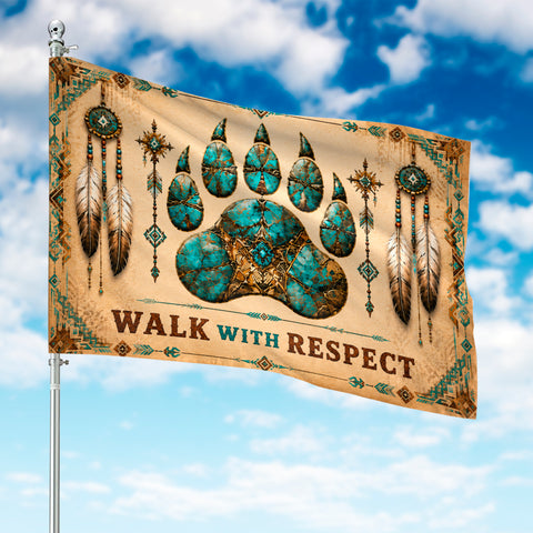 DS260521M10 Walk with Respect Native American House Flag