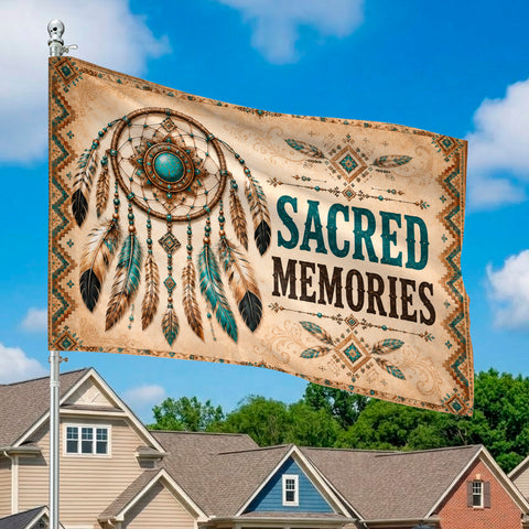 DS260521M12 Sacred Memories Dreamcatcher Native American House Flag