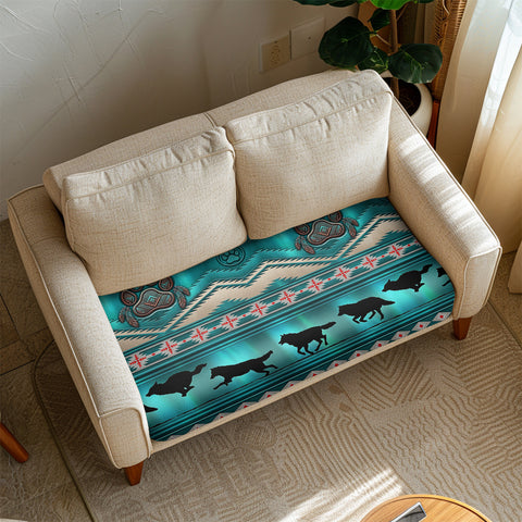 DS260710M01 Running Wolf Native American Sofa Cushion Cover