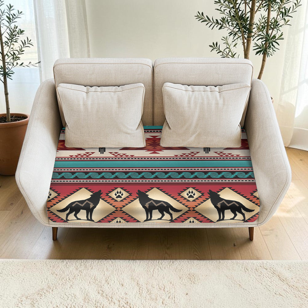 DS260710M02 Running Wolf Native American Sofa Cushion Cover