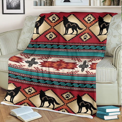 DS260710M02 Wolf Native American Fleece Blanket