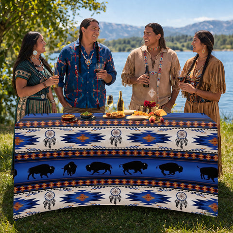 DS260710M03 Bison Dreamcatcher Native American Elastic Table Cover