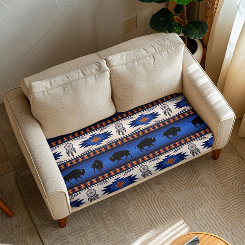 DS260710M03 Running Bison Native American Sofa Cushion Cover