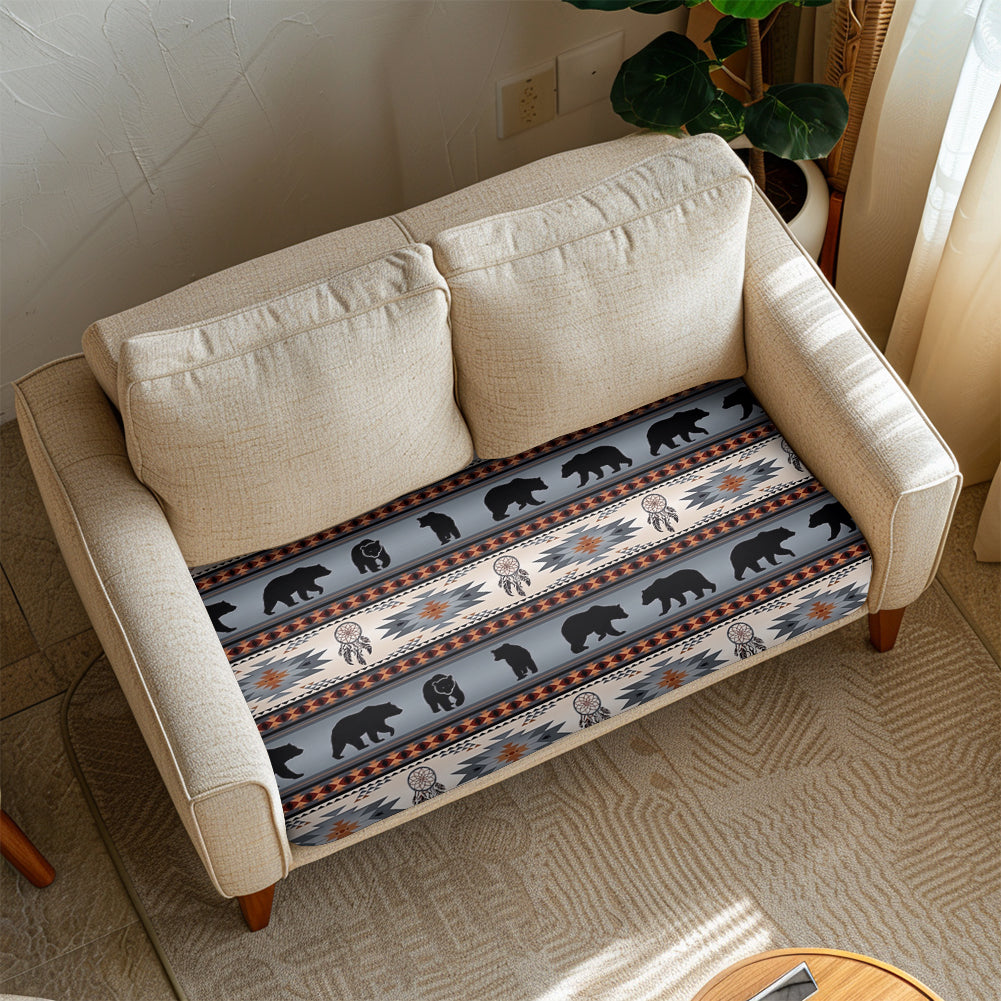 DS260710M04 Running Bear Native American Sofa Cushion Cover
