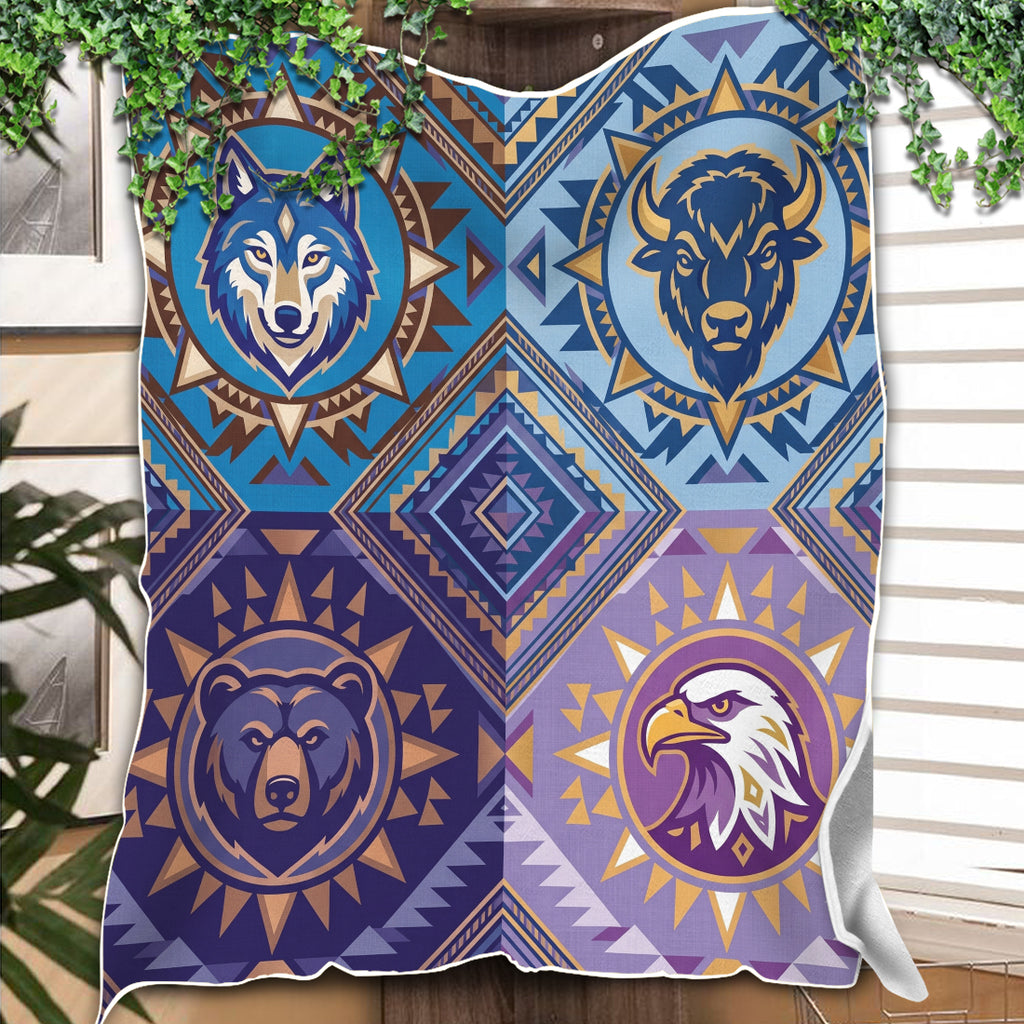 DS260710M06 Animals Native American Fleece Blanket
