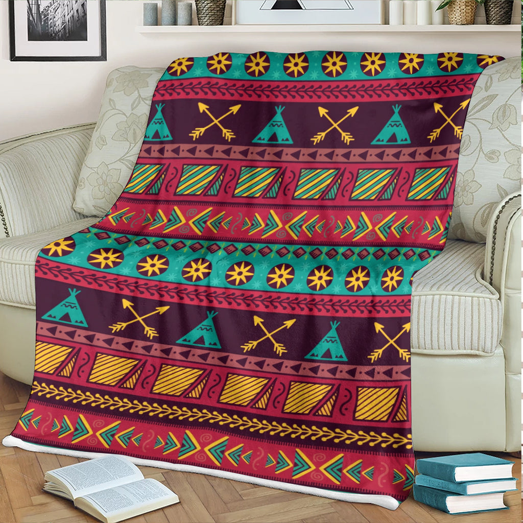 DS260710M07 Arrow Tipi Native American Fleece Blanket