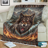 DS260710M09 Wolf Chief Native American Fleece Blanket