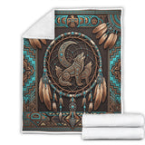 DS260710M11 Wolf Dreamcatcher Native American Fleece Blanket